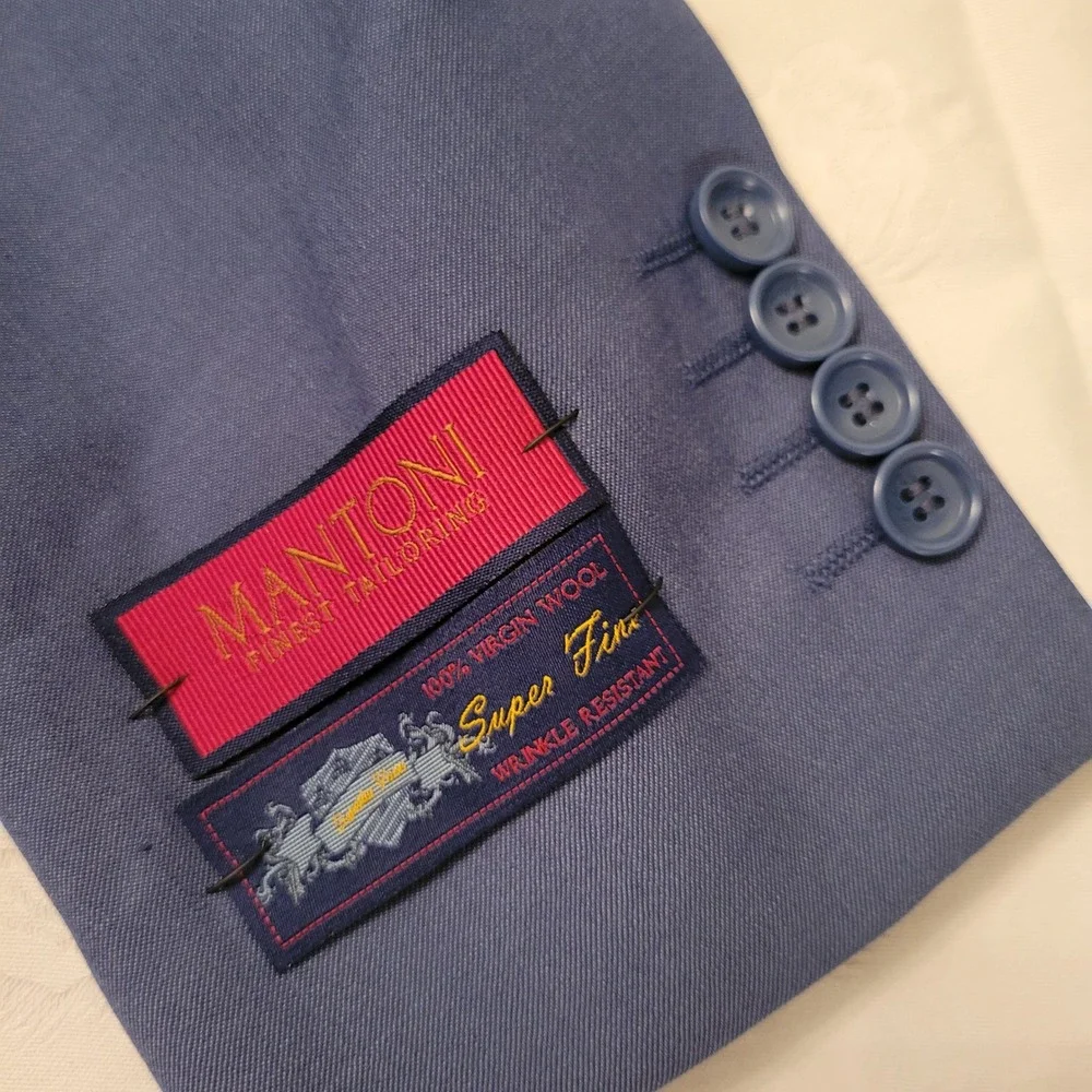 Mantoni 38R Blazer Blue Virgin Wool Super Fine Preppy Academia Unstructured Twee